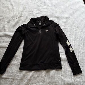 Victoria's Secret PINK Black Quarter-Zip Pullover with Dog Logo - Size small